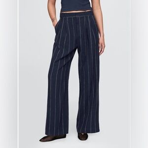 Abercrombie & Fitch Dark Blue Pinstripe Wide Leg Pants